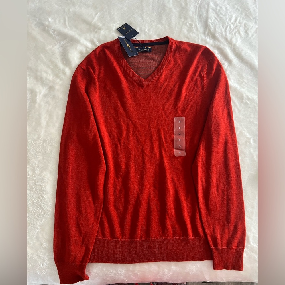 Club Room V-Neck Merino Wool Blend Sweater  Sz S